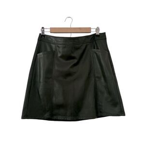 LOFT Green Faux Leather Pocket Skirt NWT